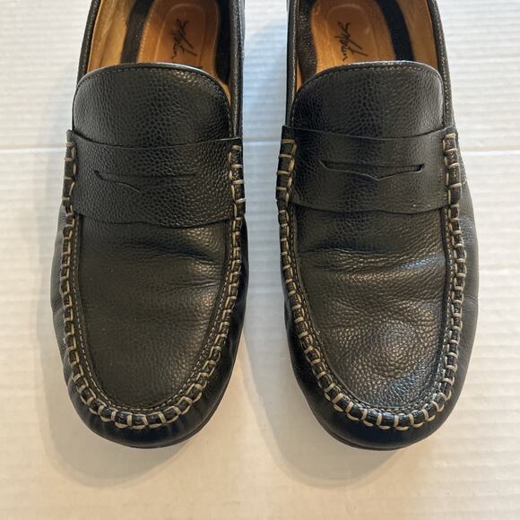 Martin Dingman Mens Penny Loafer Pebbled Black Leather Contrast Stitch Sz 10.5 M main image 5